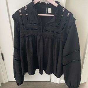 Black Eyelet Blouse